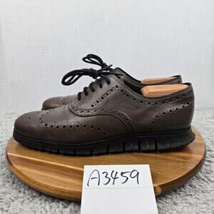 Cole Haan ZeroGrand Dark Brown Leather Medallion Wingtip Casual Oxford Mens 9 M